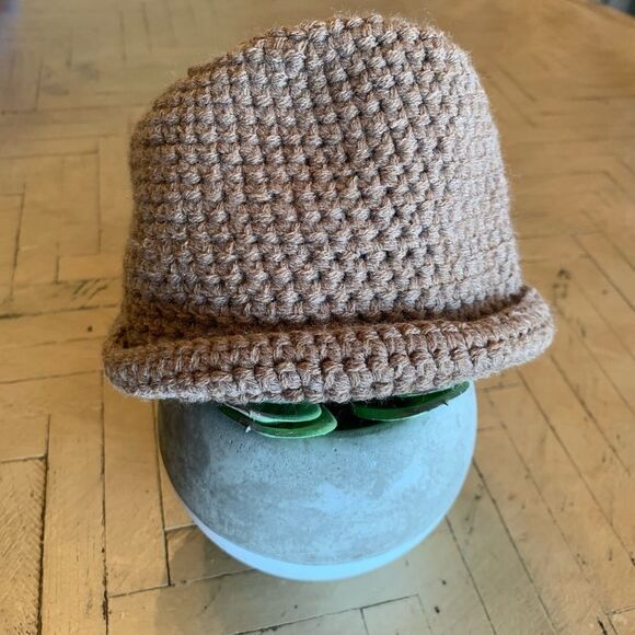 NWOT Knit Infant Fedora Hat Light Brown Baby - Picture 2 of 7